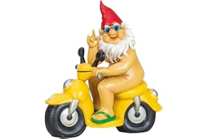 Mel-O-Design GmbH Lustiger XL Gartenzwerg auf Mofa 28 x 26 cm Zwerg Geschenkidee Garten Motorrad Dekoration