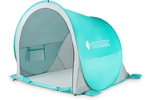 Outtec Tente de Plage, Tente Anti UV Bébé 50+, Tente Pop Up avec Sac de Transport, Tente Bebe Plage avec Poches de Sable, Tente Plage pour Famille Plage, Camping, Jardin (Turquoise)