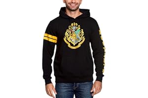 Elbenwald Harry Potter Hoodie Hogwarts Coat of Arms And School Coat of Arms Front Print And Sleeve Stampa con Cappuccio e Borsa per Uomini