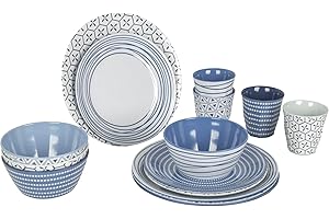 ‎BO-CAMP Bo-Camp Melamin Campinggeschirr Set Mix&Match Essgeschirr Teller Becher 16tlg