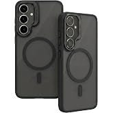 Ehr. Samsung Galaxy S24 Plus ile Uyumlu Magsafe Wireless Şarj &Ouml;zellikli Kamera Standlı L&uuml;ks Mat Silikon Kılıf [Lens Koruyucu 