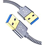 JSAUX USB 3.0 A Male to Male cable, [2-pack/1M+2M] 5Gbps SuperSpeed Data Transfer Cable Gold Plated Compatible for External H