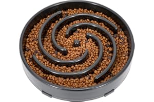 LEACOOLKEY Large Slow Feeder Dog Bowl,Maze Interactive Dog Food Bowls,Anti Gulping Healthy Eating,Stop Bloat Pet Slow Down Feeding Dishes for Medium/Big Dogs(Dark gray)