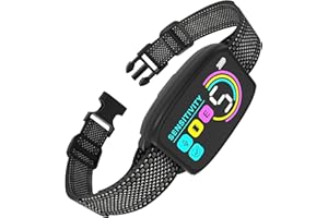 Meloive Collier Anti Aboiement Chien Automatique,Détection Intelligente des Aboiements,Modes Vibration/Choc Statique/Son,8 Niveau d'intensité Réglables,Rechargeable pour Gros Petit Chiens,Noir