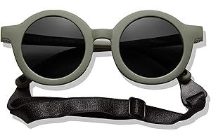 BABYMOCS Gafas de sol redondas para niños de 1,5 años – 8 años jóvenes | 100% protección UV | flexibles, sin BPA, gafas de sol libres de sustancias nocivas para niños con banda | diseño sueco | gafas