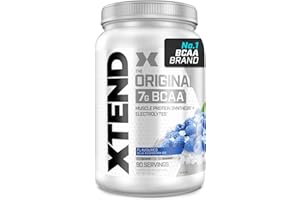 SCIVATION XTEND Original BCAA Powder Blue Raspberry Ice 90 Servings | 7g BCAAs Per Serving | Sugar Free Branched Chain Amino Acids and Electrolytes Powder for Post Workout Muscle Recovery and Hydration