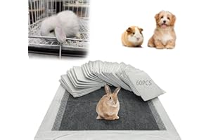 PeSandy Almohadillas para Pipi de Conejos, Forros Desechables para Jaulas, 60 Piezas Almohadillas Higiénicas Absorbentes para Cobayas Cachorros Chinchillas Hamsters Hurones Erizos Gatos (60x45cm)