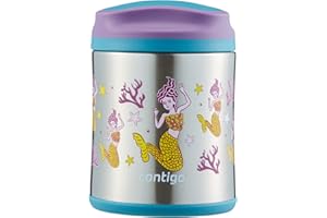 Contigo Food Jar, termo de acero inoxidable para sopas, verduras o fruta, 100 % antiderrame; fiambrera infantil; hasta 6 horas caliente, hasta 7 hora frío; para la guardería o el cole, 300 ml