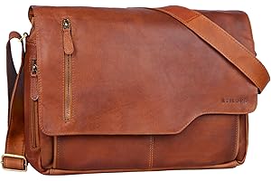 STILORD etui skórzane 'Marlon' mêskie business uni office vintage torba na ramiê du¿a DIN A4 z 15,6-calow± komor± na laptopa elegancka teczka wykonana z prawdziwej skóry bydlêcej