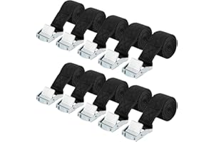 Behiruch 10 Stück zurrgurt, gurtband 25 mm x 1 m, Spanngurte Kurz mit Klemmschloss, Verstellbare Zurrgurt, Gurte zum Befestigen, Zurrgurte für Auto, Fahrrad, Sackkarre, Motorrad, Gepäck (Schwarz)