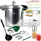 24 Quart Pressure Canner with Pressure Gauge and 9 Piece Canning Supplies Kit, Extra Large Aluminum Pressure Cooker for Canni