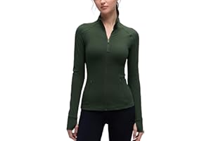 CRZ YOGA Butterluxe Women's Full Zip Workout Jackets Slim Fit Sports Running Gym Jacket with Thumb Holes