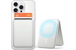 OCASE Porte-Cartes Magnétique, Support Réglable, Compatible avec MagSafe, Cuir Synthétique, pour iPhone Séries 16/15/14/13/12 (Exclu Séries Mini) et Coque per MagSafe - Blanc