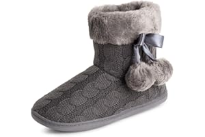 Polar Damskie kapcie z pianki z pomponem zimowe sztuczne futro luksusowe pluszowe przytulne antypoślizgowe kapcie do wewnątrz i na zewnątrz