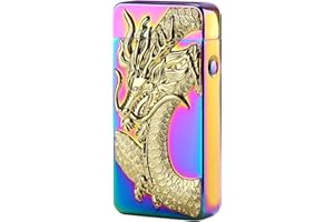 Kivors Electric Lighter, Plasma Lighter USB Rechargeable Double Arc Lighter Windproof Flameless Zinc Alloy Metal Polishing Dragon Lighter