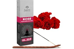 Simply Vedic Rose Incense Sticks 250-Grams (Approx 135 Premium Incense Stick + Incense Holder)| Lasts 60-Minutes, Ideal for Meditation, Yoga, Spiritual Healing, Prayers, Aromatherapy