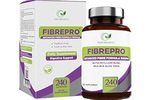 NATURES ZEST Fibre Pro 1000mg - Fibre Supplement - Psyllium Husk Capsules - Prebiotic Fibre with Psyllium Husk, Inulin, Aloe Vera & Flaxseed – Psyllium Husk Fibre - UK Made - 4 Month Supply - Packaging May Vary
