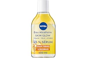 NIVEA - Eau Micellaire Visage Waterproof Skin Glow - Nettoie En Douceur, Démaquille & Illumine - 5% Sérum Aux Vitamines C & E - Complexe Amino Acid - Sans Parfum - Peaux Ternes & Sensibles - 400 ml