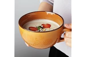 TUYINES Grande Tasse à Café 700 ml en Faïence - Tasse XXL en Céramique pour Cappuccino - Bol à Céréales avec Anse - Bol à Salade - Porcelaine