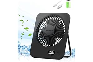 ILLUMYN Fancy Summer Series Ventilateur de bureau ultra silencieux avec flux d'air puissant pour bureau et maison, inclinable et portable pour voyage, 5 modes de vitesse avec batterie rechargeable de