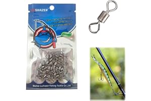 LAFOMUKEA 50pcs Size 10# Fishing Rolling Swivels, Barrel Swivels Black Nickel Sea Fishing Tackles Fishing Connector Stainless Steel Terminal Tackle Sea Fishing Accessories