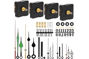 QUOTRE 4pcs Mécanisme d'Horloge,Mécanisme Mouvement d'Horloge Murale à Quartz 6 Paires Aiguilles e 2pcs Chiffres D'horloge,Moteurs et Aiguilles d'Horloge Murale Silencieux DIY Rechange DQJ-BB-249-WE