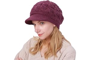 CheChury Boina de Punto Gorro de Invierno Mujer Elegante Sombrero de Punto Visor Forro Gorras Mujer Vintage Lana Sombreros Vintage Gorro Francés Invierno Sombrero Polar Cálido Boina de Punto Mujer