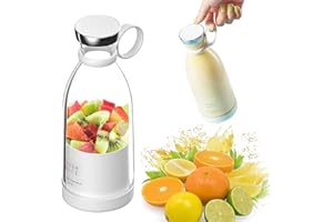CIELBLEU Niebo Niebieski Smoothie Blender Przenośny | Przenośny mikser USB Shaker Mixer | Bezprzewodowy mikser Owoc Sport Kemping Fitness Biuro | Mikser Fresh Juice | Mini Blender 350ml (Biały)