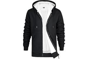 CityComfort Sweat à Capuche Homme Zippé Hoodie Pull Polaire Zippé Veste à Capuche Fourrée Blouson Doublé Vêtement Homme Hiver Chaud Tailles M-XXXL