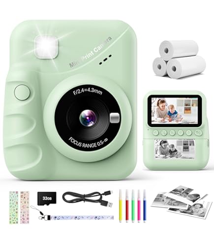 Fotocamera Istantanea Per Bambini Con Stampa Termica - 2.4" 1080P, 32GB, Custodia Protettiva (Rosa) - Foto 10