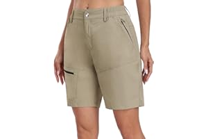 MoFiz Pantalones Cortos Cargo Mujer Hiking Shorts Ligeros Elasticos Trekking Pants de Trabajo Impermeable con Bolsillos