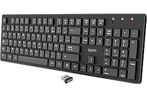 APM Clavier Sans-Fil, 2.4GHz, AZERTY, 105 Touches Ergonomiques, Raccourcis Multimédias, Compatible avec Ordinateur PC Portable MacOS Windows Linux, 100041