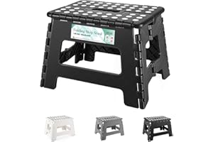 HEIMWOHL Robuster Tritthocker Klappbar, Schwarz Faltbarer Hocker, 22cm für Kinder & Erwachsene, Belastbar bis 150 kg, Klapphocker mit rutschfestem Design, Ideal für den Einsatz im Badezimmer