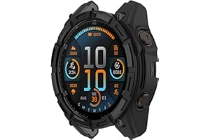 Miimall Armour Case Compatible with Garmin Fenix 8, Soft TPU Bumper Case Fenix 8 Cover, Anti-Scratch Shockproof Case for Garmin Watch Fenix 8 51mm AMOLED (Not for Fenix 8 51mm SOLAR)-Black