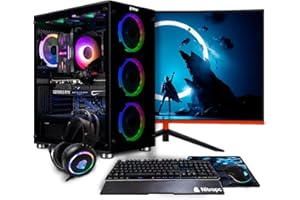 Nitropc - Pack Platinum Plus | Komputer gamingowy set (AMD Ryzen 7 5800X 8/16 4.7GHz, RTX 3060 12GB, RAM 32GB, M2 1TB + HDD, Windows 11, RGB | WiFi, monitor 27", klawiatura, mysz, sluchawki) Gaming PC