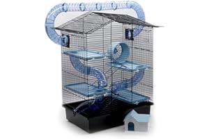 ZooPaul XXL Nagerkäfig Hamsterkäfig schwarz beige Maus Käfig Tunnelsystem Zubehör (blau)