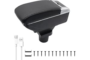 KAERGK Auto Armlehnen für VW UP 2009-2017 Mittelkonsolen für Kfz Doppelter Stauraum mit Getränkehalter 7 USB-Anschlüsse Hintere Utility-Box Einfache Montage (Schwarze Linie)