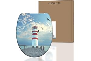 SCHÜTTE LIGHTHOUSE 82149-A Abattant WC en Duroplast avec frein de chute, compatible avec la majorité des cuvettes WC, avec motif