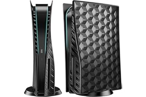Mooroer PS5 Faceplate Cover für PS5 Disc Edition,PS5 Ersatzplatten Hülle Case Skin für PS5 Konsole Hartes Seitenplatten für PS5 Zubehör Shock-Absorbing und Anti-Scratch,Schwarz