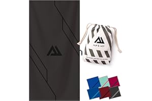ALP & ACT Toalla de Microfibra para Deporte y Fitness - 100% reciclada – Extra COMPACTA y Absorbente – Ideal para Gimnasio, Yoga o Sauna – Toalla Deportivo de Secado rápido - Gris Arcilla, 180x90