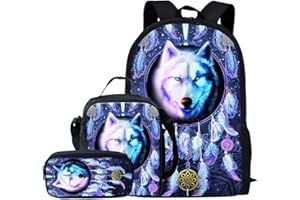 Kuiaobaty Ensemble de cartables 3 en 1 pour Filles et garçons avec Sac à déjeuner, Trousse pour l'école secondaire