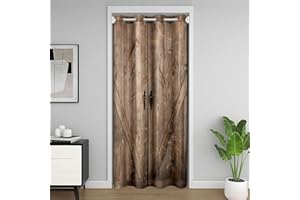 Loussiesd Retro Wooden Door Curtain, Country Pattern Door Curtain, 86X203Cm, Used For Door Privacy, Rural Farmhouse Cabinets, Blackout Curtains, Used For Bedroom And Living Room Decoration