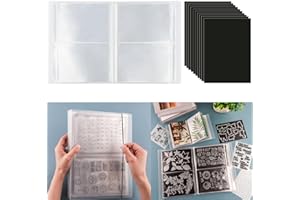 CYFUN DESIGN 10 Stück 0,3 mm dicke Magnetblätter & 80 Taschen/20 Seiten Aufbewahrungsalbum für Stempel und Stanzformen, Aufbewahrungsbuch, Organizer für Aufbewahrung, Stanzen, DIY, Scrapbooking, Kartenherstellung