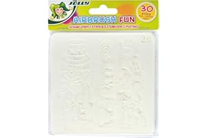 JOLLY Airbrush Schablone Set, 30 Stück, 13x13-Format, Kunststoff, Transparent, Vielseitige Motive, Wiederverwendbar
