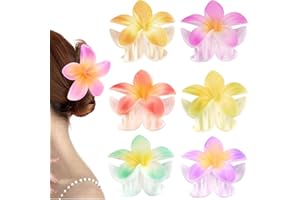 XIXKOLYU® 6 dużych spinek do włosów w kwiaty, hawajskie kwiaty, dla kobiet, cienkie, grube, kręcone włosy, mocne mocne, dla kobiet