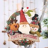 LATERN Ghirlanda di Bambole di Natalizia, 30CM Ghirlanda Bambola da Appendere Ghirlanda di Foglie di Pino e Bacche Rosse in R