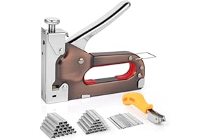 Gaethra Zestaw zszywaczy ręcznych 3 w 1 – pistolet do zszywania z 3000 zszywkami i zszywkami, zszywacz do drewna z regulowaną siłą uderzenia – idealny do prac precyzyjnych, dekoracji i mocowania kabla