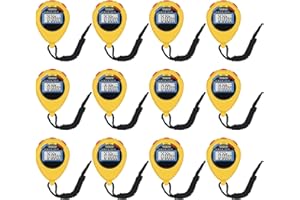 PGZSY 12 Pack Multi-Function Electronic Digital Sport Stopwatch Timer, Large Display with Date Time and Alarm Function,Suitable for Sports Coaches Fitness Coaches and Referees (Yellow)