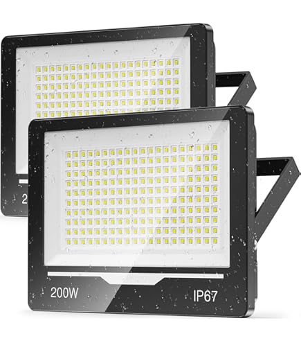 2x TOPAUBUB 200W LED Strahler Außen - 20000LM Flutlicht IP66 Wasserdicht 6500K