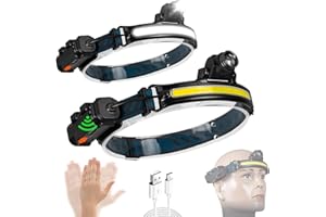 TONOS PtLye Nouveau Style Lampe Frontale, 6 Modes d'Éclairage, Lampe Frontal Led Ultra Puissante avec Capteur de Mouvement, Étanche IPX4, Lampe Frontale Rechargeable pour Pêche/Camping/Cyclisme/Randonnée